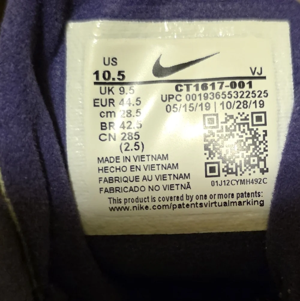 NIKE Air Max 270 React‎ Future Swoosh Sneakers Black Purple Green - Size 10.5
